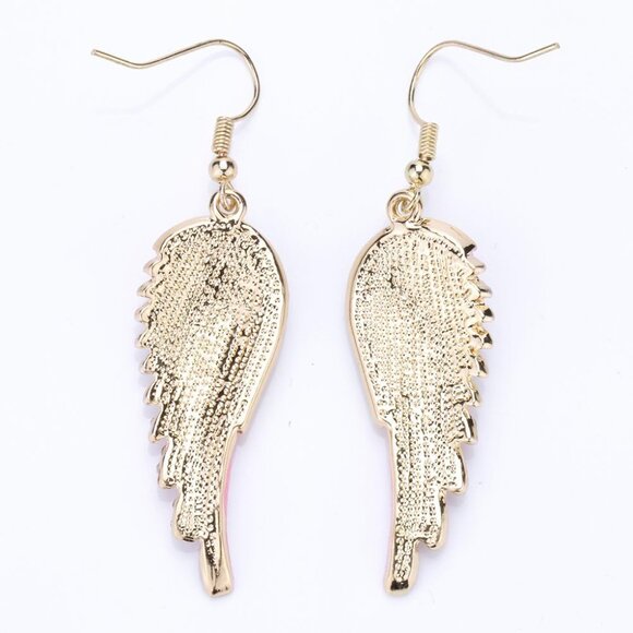 Women's Crystal Guardian Angel Wings Hypoallergenic Dangle Earrings Biker Jewelr - Picture 4 of 5